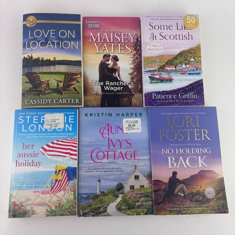 Lot of 6 Mixed Authors and Mixed Variety Paperback Lot Romance Books